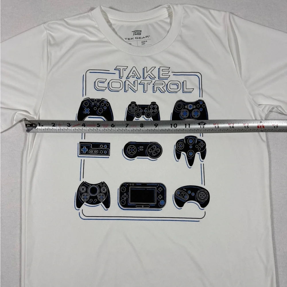 Tek Gear Boys' Video Gamer White Performance Short Sleeve T Shirt Size M NWOT